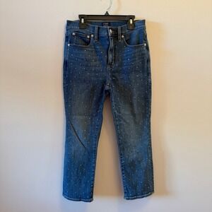 J. Crew Rhinestone Essential Straight Jean in All-Day Stretch Size 27P